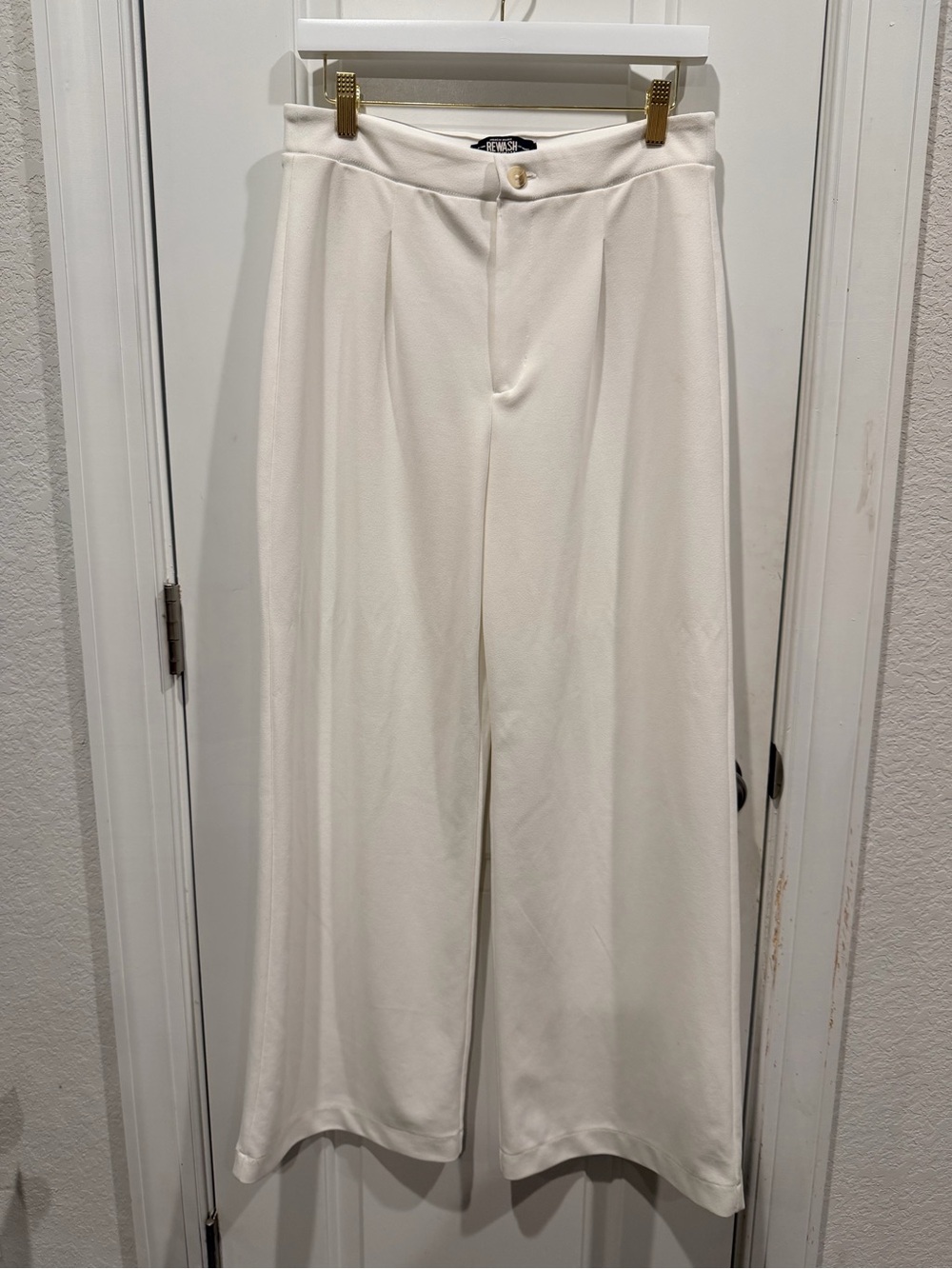 Rewash Cream Wide Leg Trouser Pants Size Small High Rise Pleated Minimalist